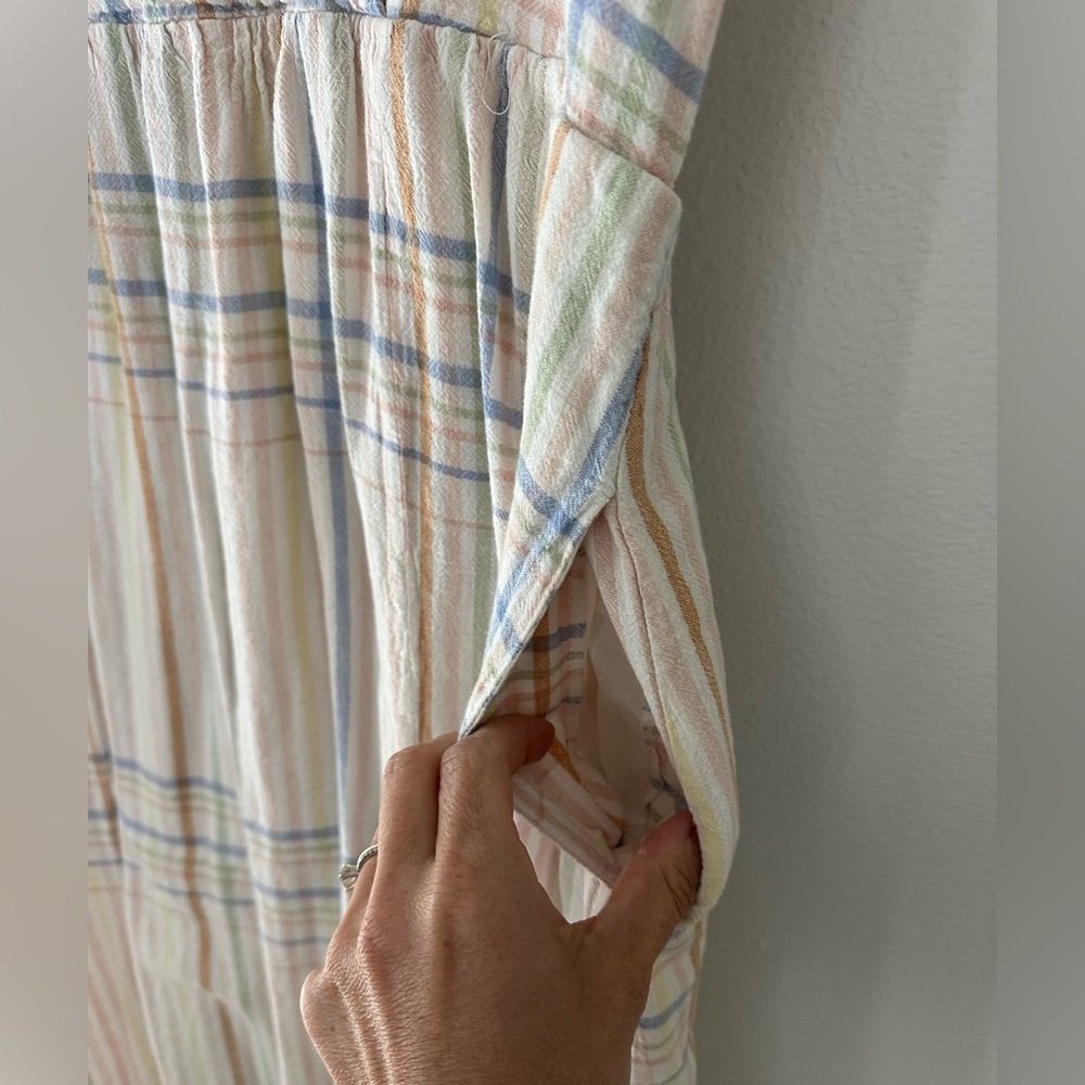 Madewell Linen Clara Midi Dress in Plaid | Size M - Picture 7 of 9